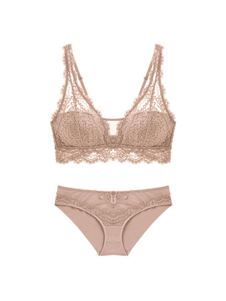 【ノンワイヤー】総レース ノンワイヤーブラ&ショーツ