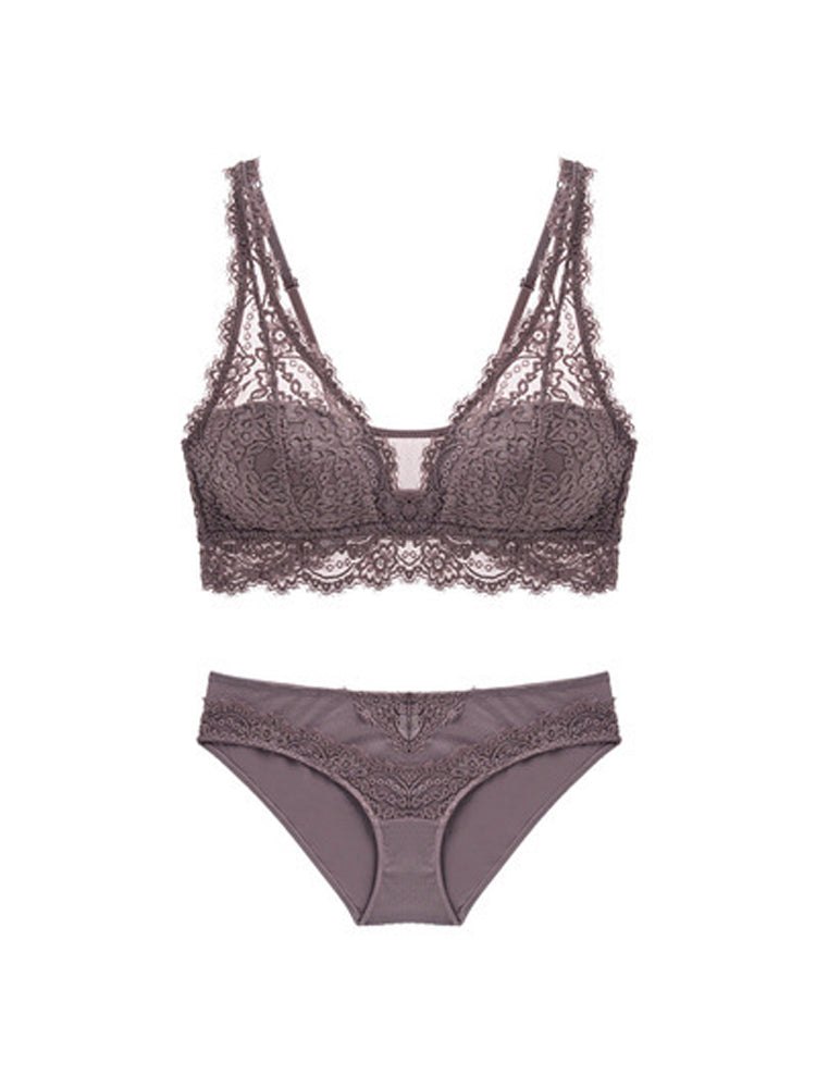 【ノンワイヤー】総レース ノンワイヤーブラ&ショーツ