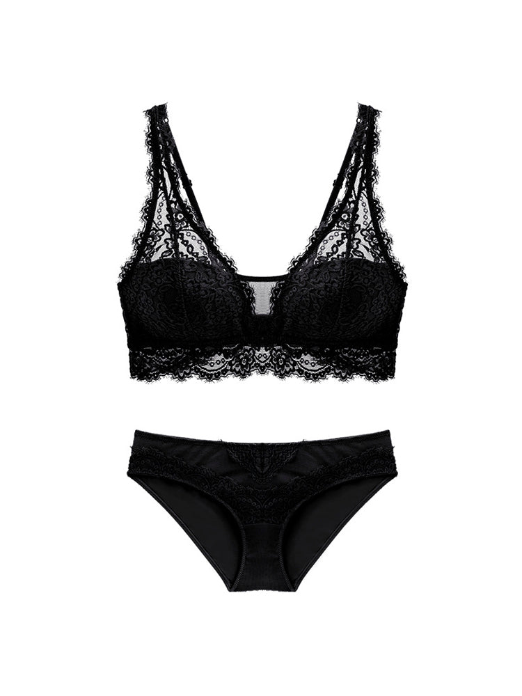 【ノンワイヤー】総レース ノンワイヤーブラ&ショーツ