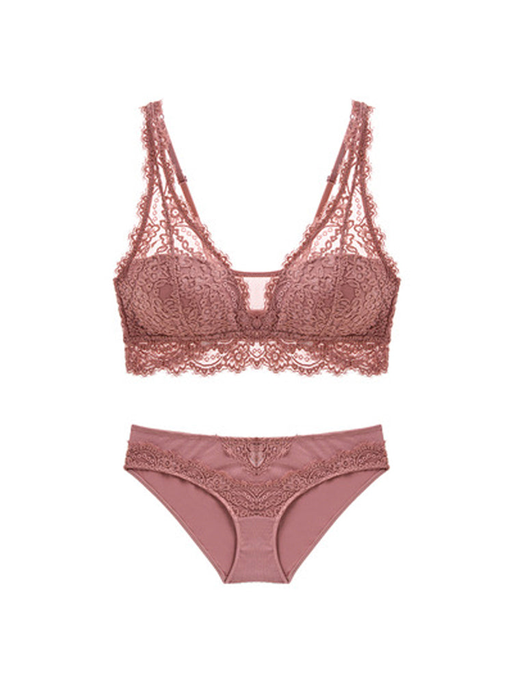 【ノンワイヤー】総レース ノンワイヤーブラ&ショーツ