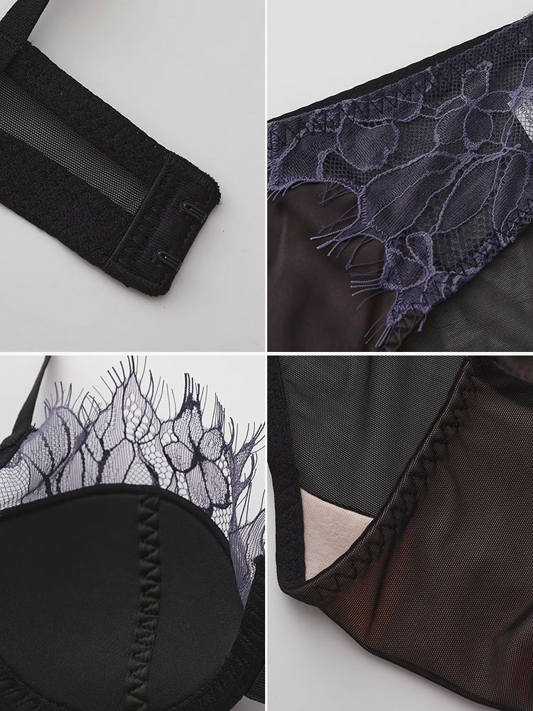 【ワイヤー入り】アイラッシュレース ソフトワイヤー ブラ&ショーツ