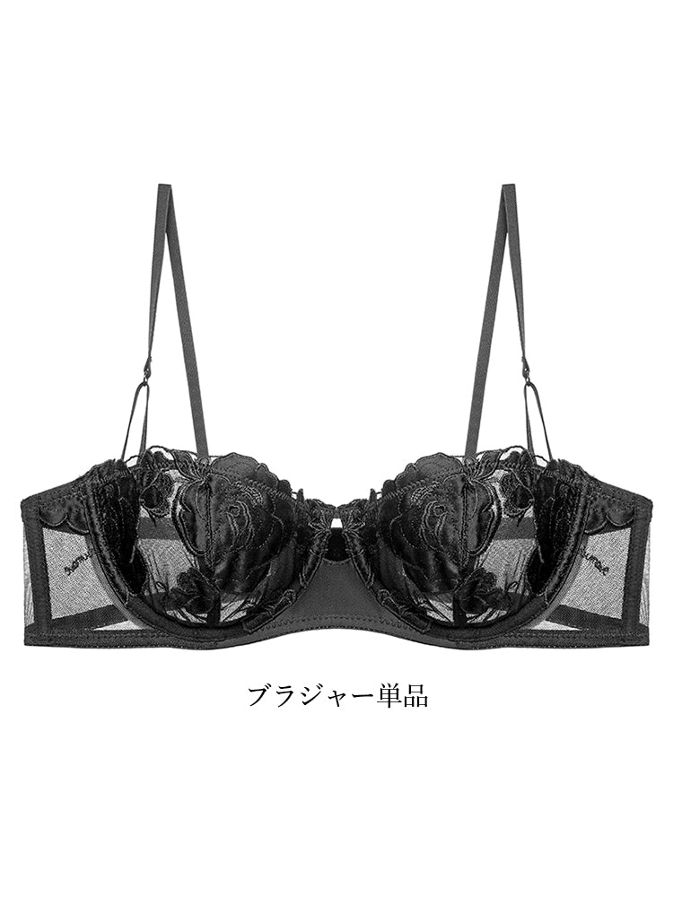 【ワイヤー入り】大人セクシー大花柄 ノンパテッドブラ 1/2カップ