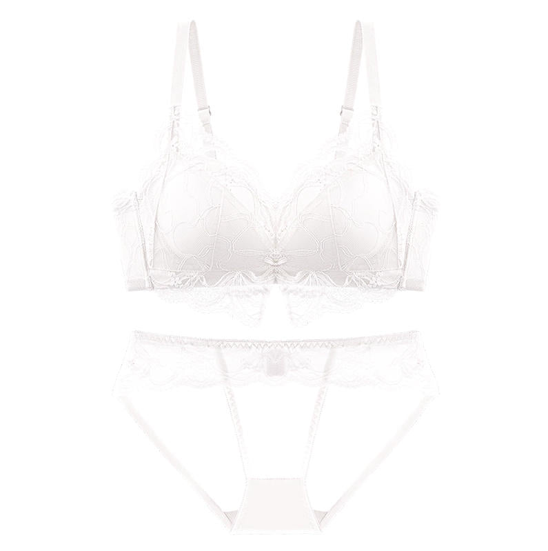 【ノンワイヤー盛れる】下厚パッド 大人っぽい総レースブラ&ショーツ