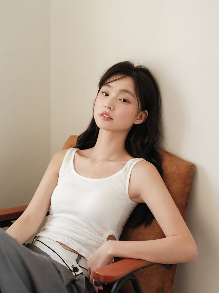 【在庫処分】サイドホールギャザー カップ付き キャミソール