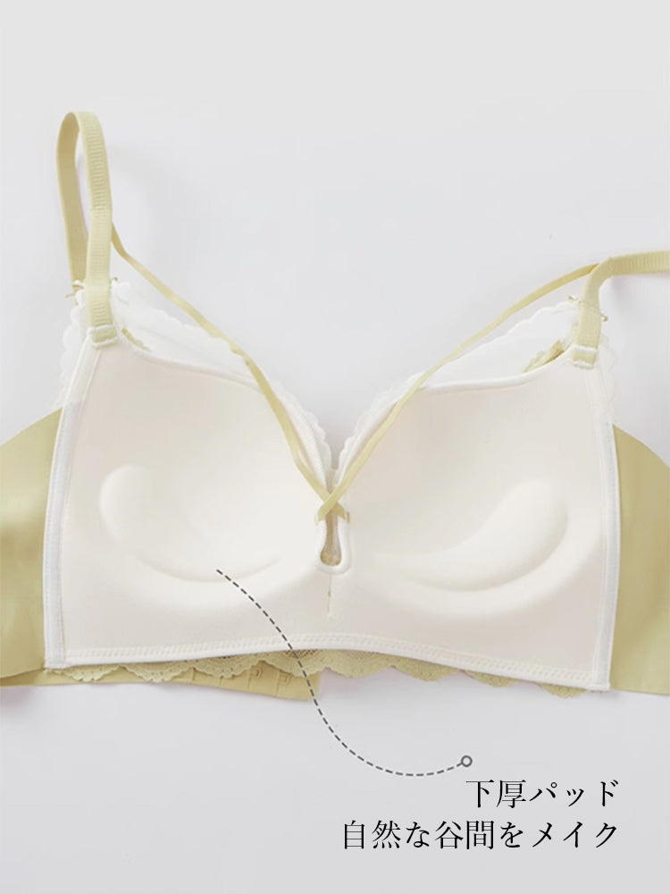 【A-Cカップ 補正効果】脇高設計 総レースブラセット ノンワイヤー盛れる
