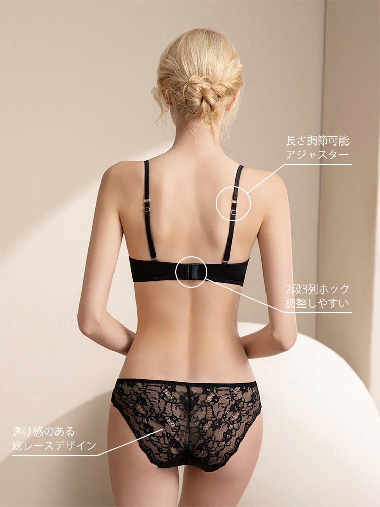 【エアリー】総レースブラ&ショーツ ソフトワイヤー