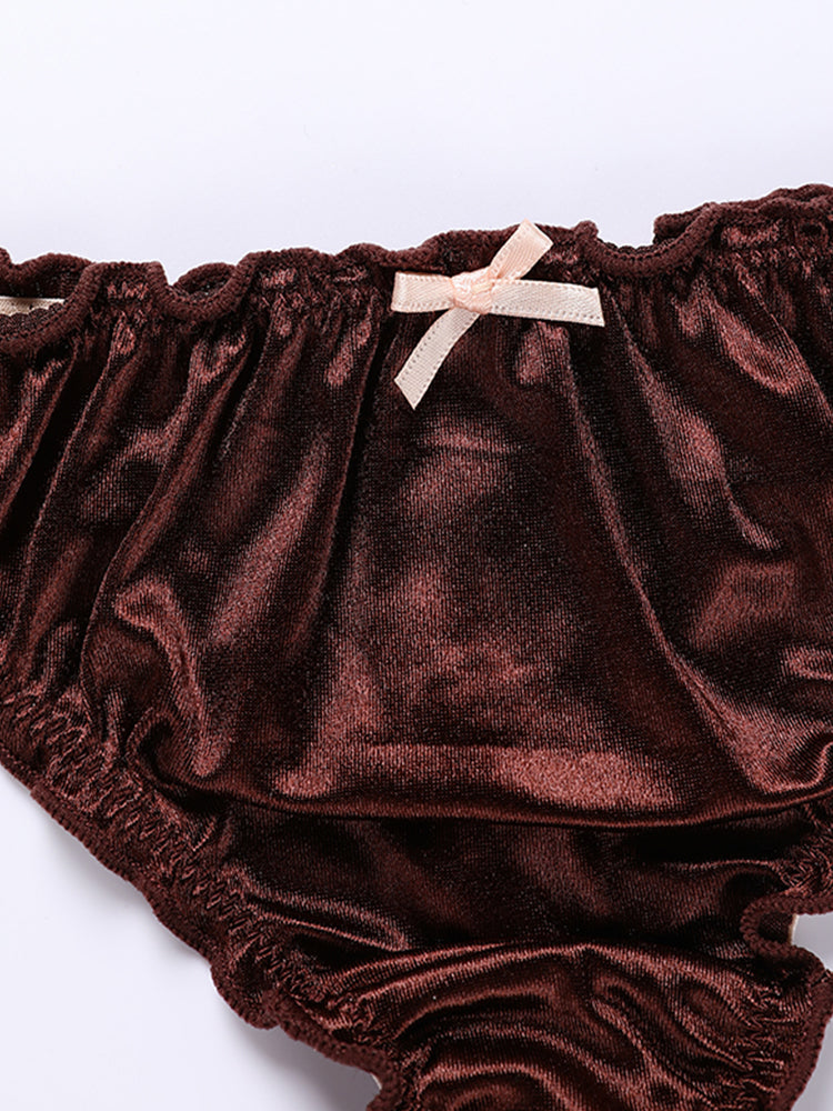 【在庫処分】シルク質感 フリルTバック