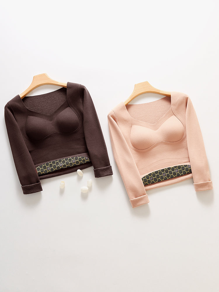 【在庫処分】【裏地ウール&シルク素材 蓄熱保温】あったか カップ付きインナー 裏起毛 厚手