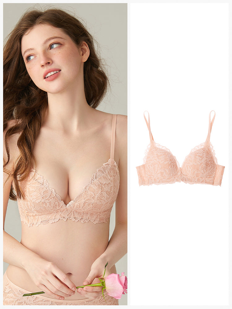 【ノンワイヤー盛れ】谷間メイク 総レースブラ