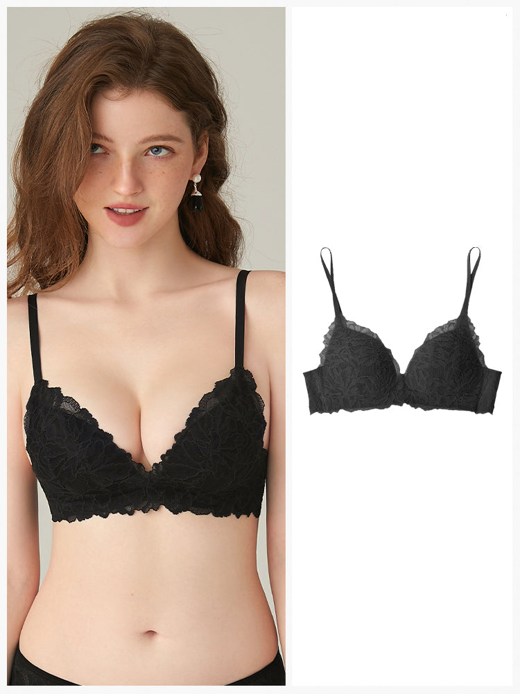 【ノンワイヤー盛れ】谷間メイク 総レースブラ