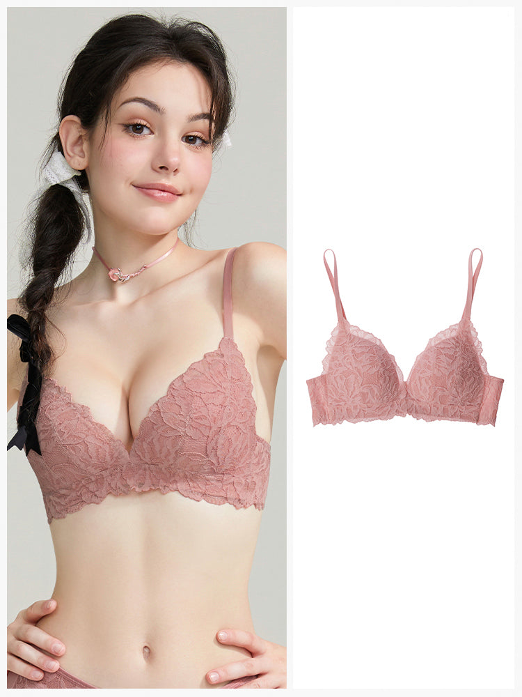 【ノンワイヤー盛れ】谷間メイク 総レースブラ