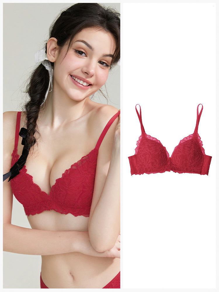 【ノンワイヤー盛れ】谷間メイク 総レースブラ