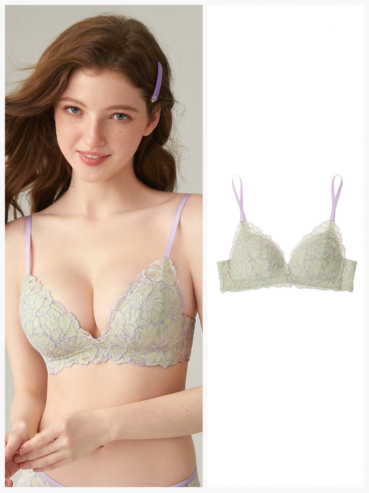 【ノンワイヤー盛れ】谷間メイク 総レースブラ