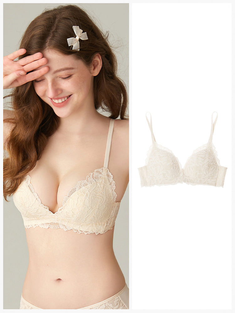 【ノンワイヤー盛れ】谷間メイク 総レースブラ