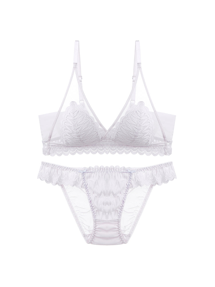 【ノンワイヤー】大人可愛い花柄総レースブラ&ショーツ