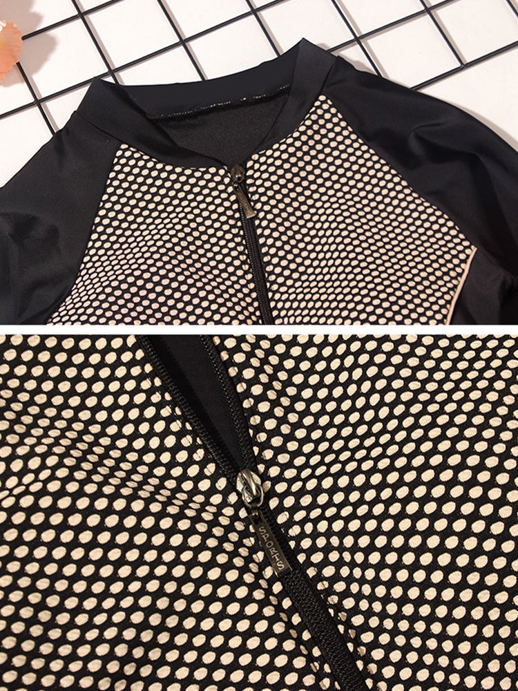 【在庫処分】UVカット スカート付き チェック柄 長袖ワンピース