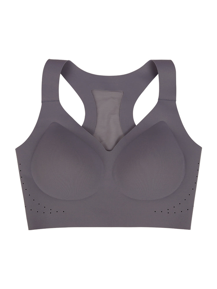 【在庫処分・ノンワイヤー】クロスバック メッシュ構造 通気 無縫製スポーツブラ