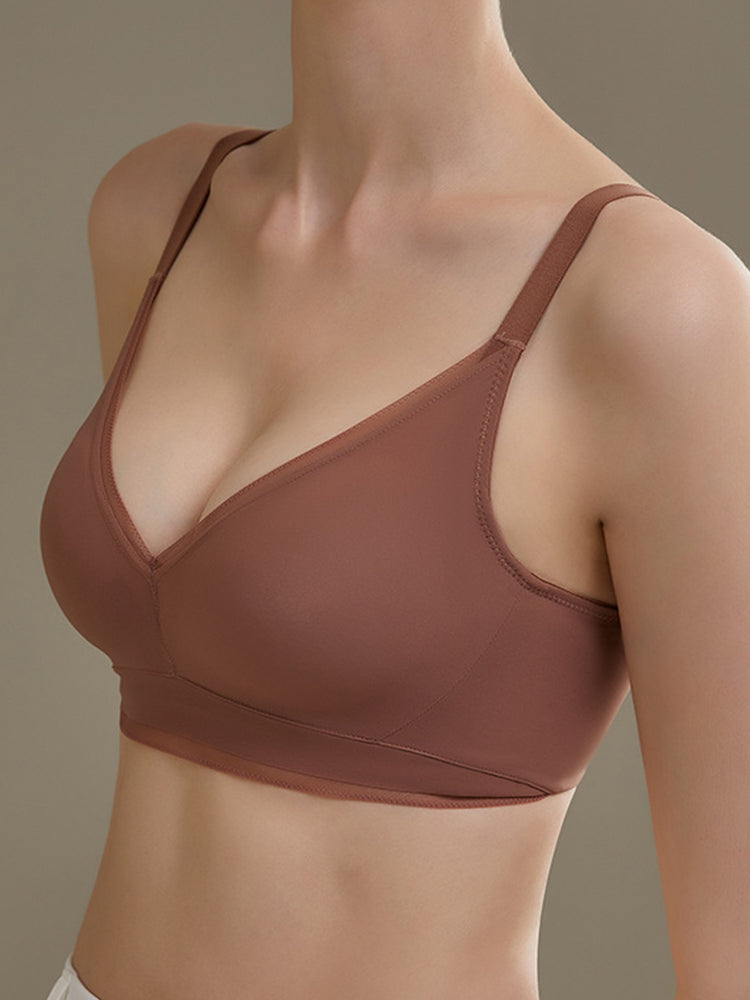 【ノンワイヤー】【3/4カップ】100%マルベリーシルク裏地 プッシュアップブラ