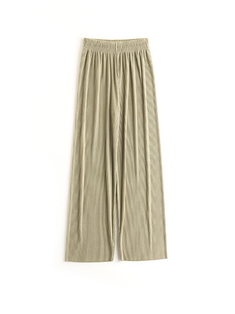 【在庫処分】体型カバープリーツ加工パンツ