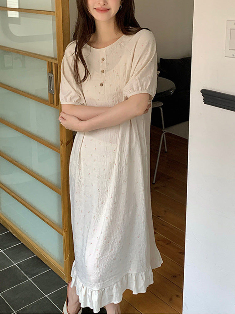 パジャマワンピースロング丈 半袖