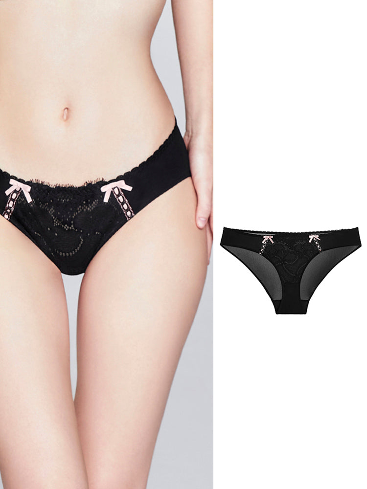 【ノンワイヤー盛れる】配色総レースブラ ペアショーツ