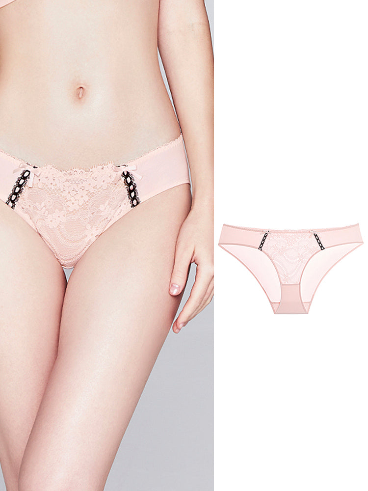 【ノンワイヤー盛れる】配色総レースブラ ペアショーツ