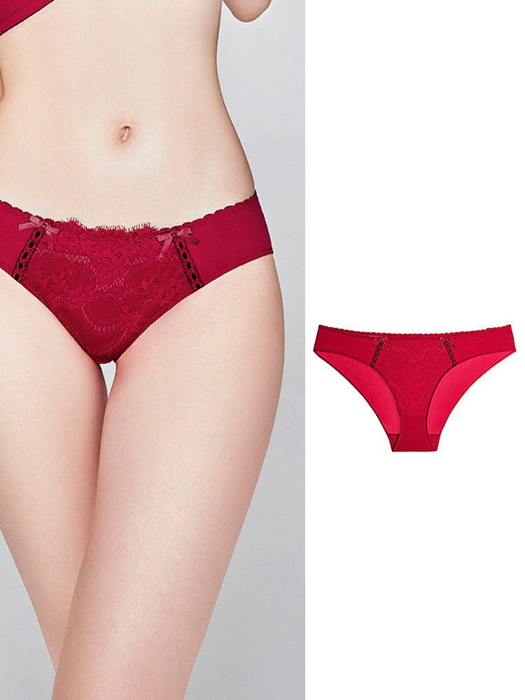 【ノンワイヤー盛れる】配色総レースブラ ペアショーツ