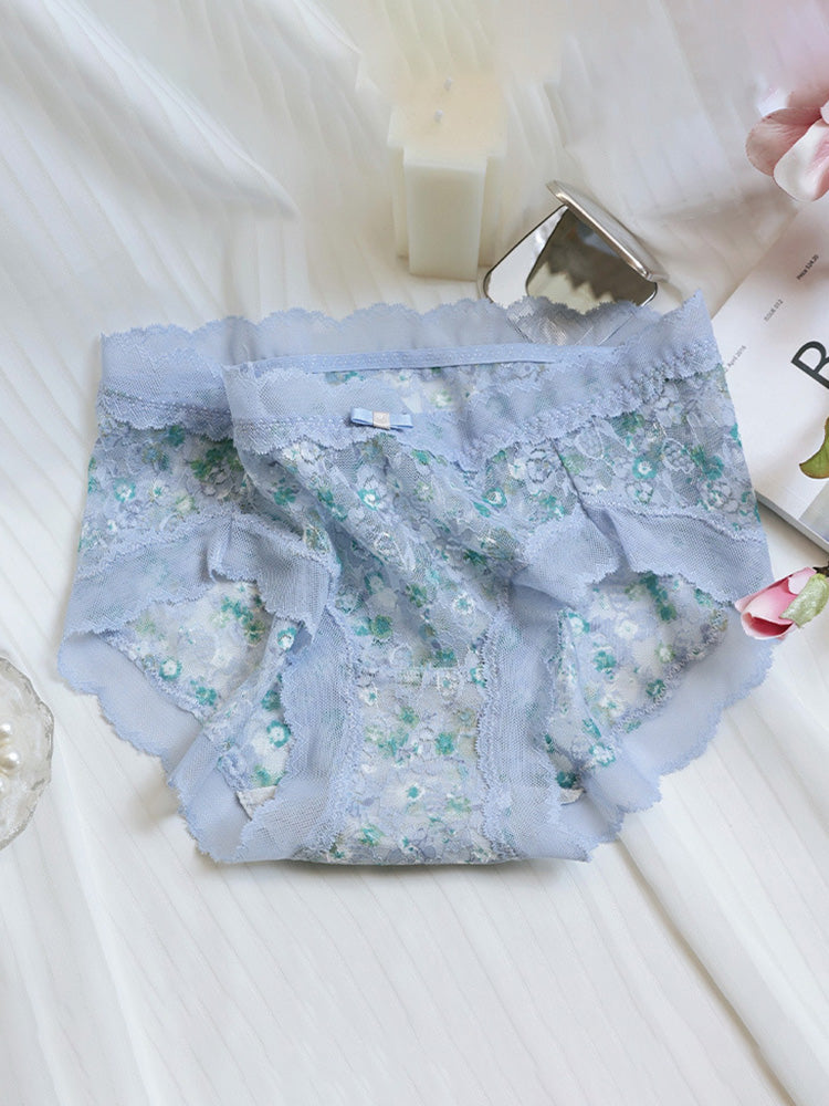 花柄 総レースショーツ はきこみ丈ふつう