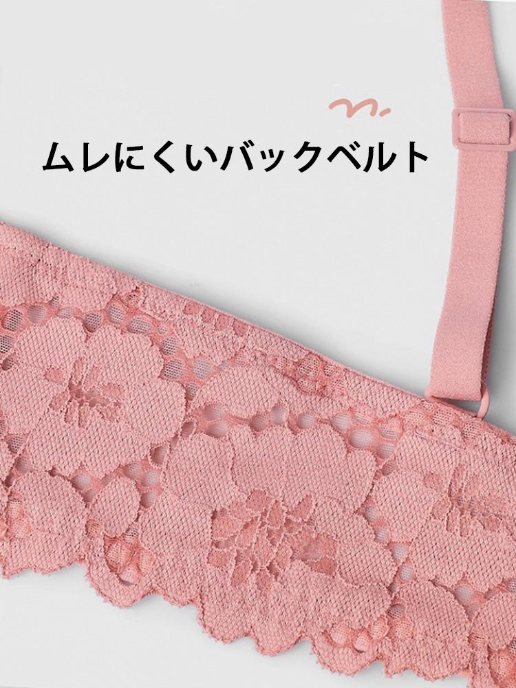 【ノンワイヤー】下厚パッド 花柄総レースブラセット
