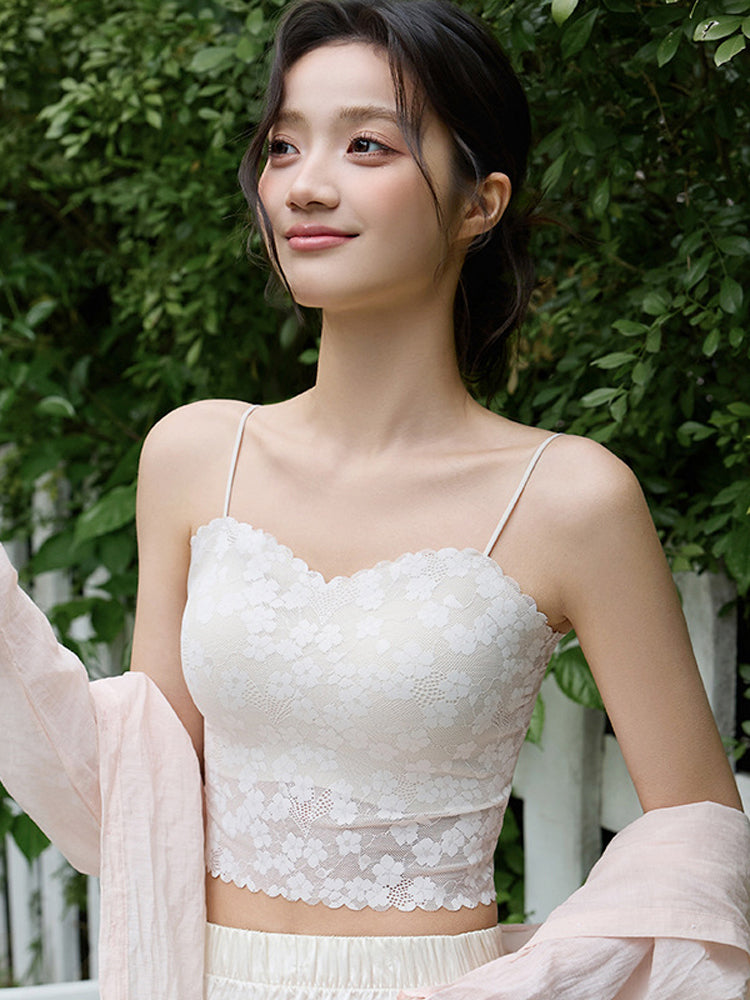 【パッド付き】レースキャミソール 美背デザイン