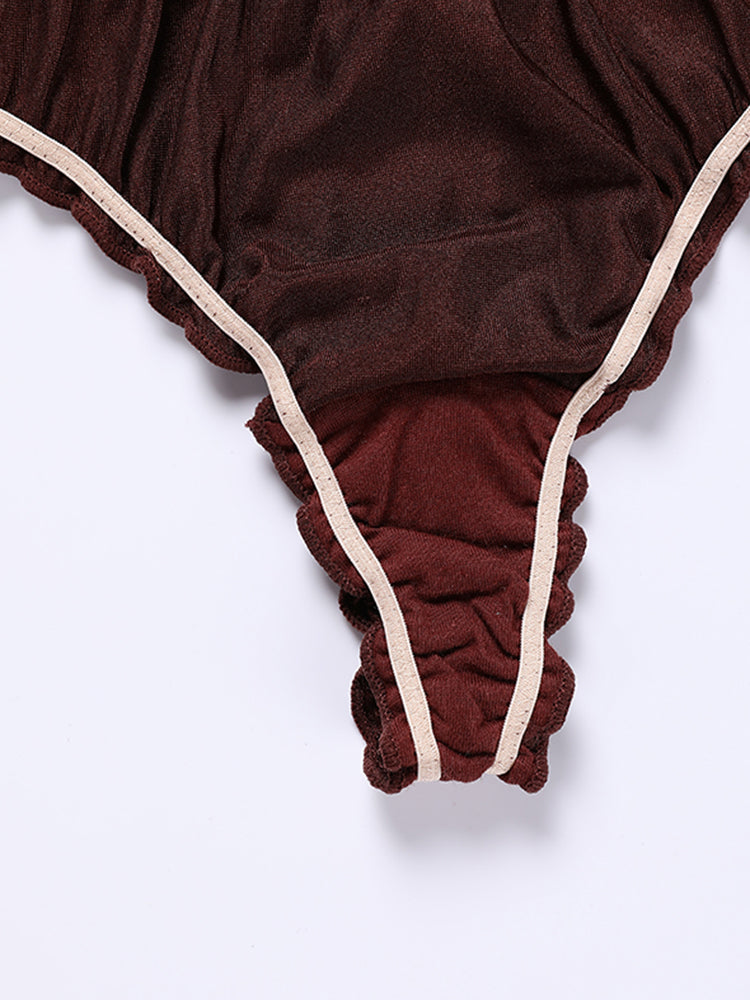 【在庫処分】シルク質感 フリルTバック