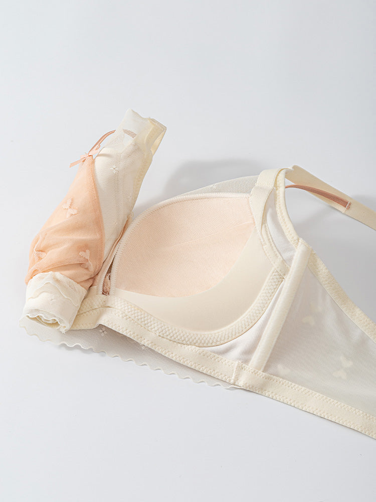 【在庫処分】レースカバー 谷間作り配色ショーツ&ブラ ノンワイヤー