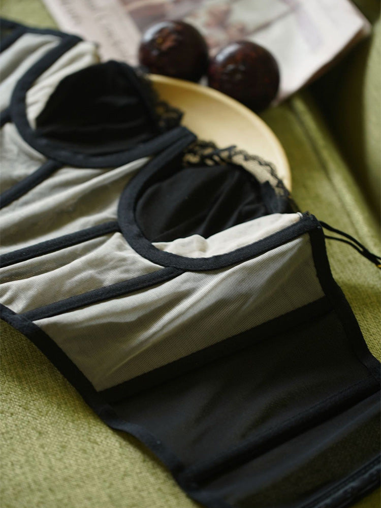 【ワイヤー入り】脇スッキリ ロング丈ブラ&ショーツセット