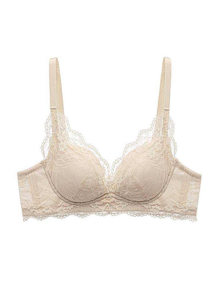 【ノンワイヤー盛れる】花柄総レース盛りブラ&ショーツ