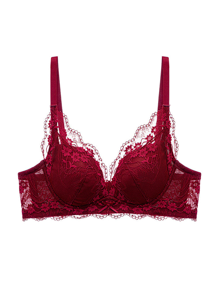 【ノンワイヤー盛れる】花柄総レース盛りブラ&ショーツ