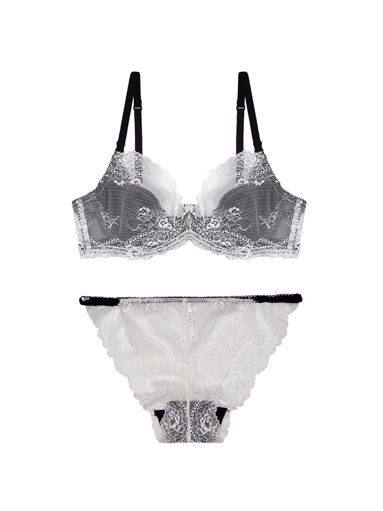 【ワイヤー入り】総レースノンパテッドブラ&ショーツセット