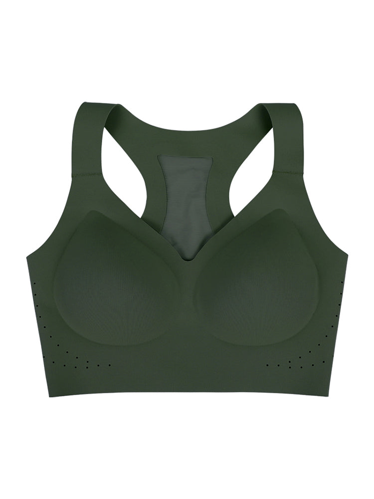 【在庫処分・ノンワイヤー】クロスバック メッシュ構造 通気 無縫製スポーツブラ