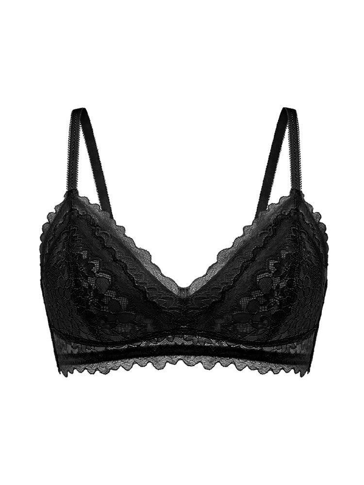【ノンワイヤー】配色ノンワイヤーレースブラ