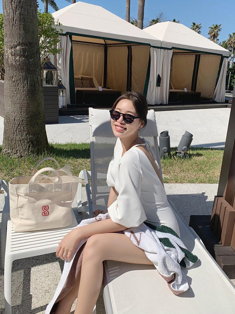 【ノンワイヤー】シンプル 大人っぽい ワンピース水着