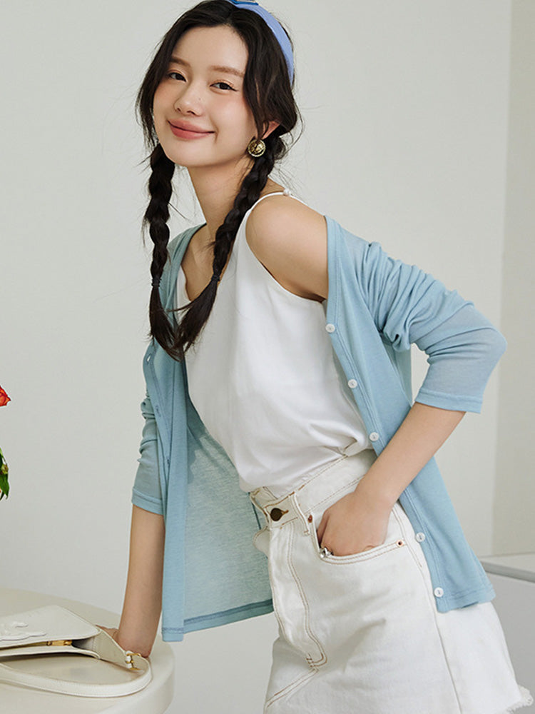 【在庫処分】冷房対策Vネックカーディガン