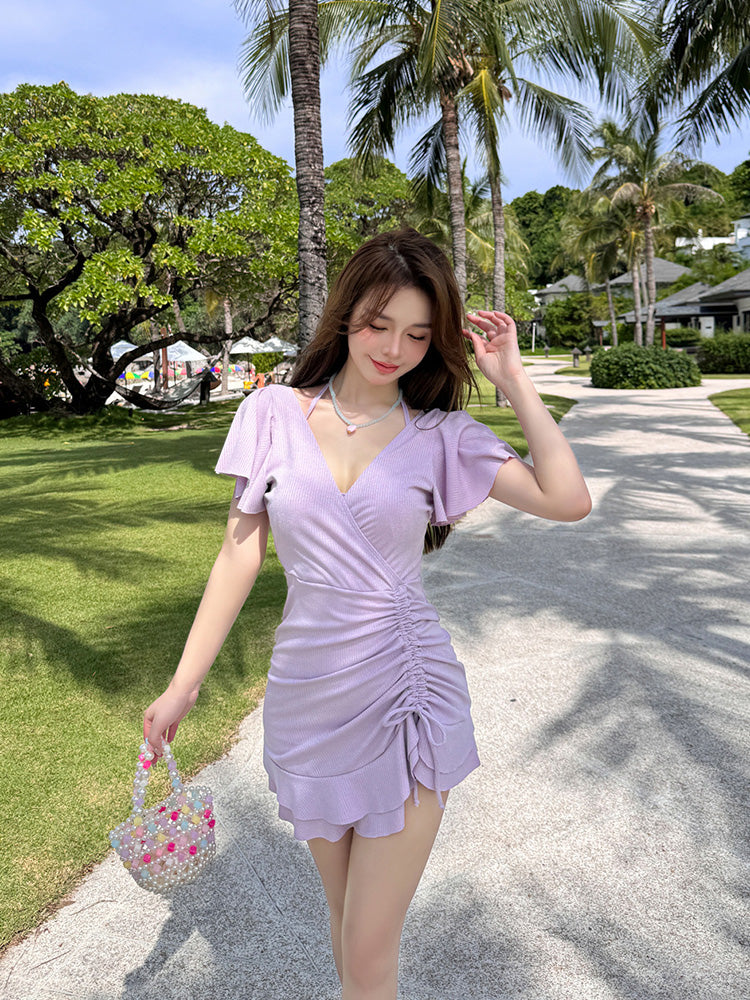 【ワイヤー入り】キラキラ フリル ワンピース水着