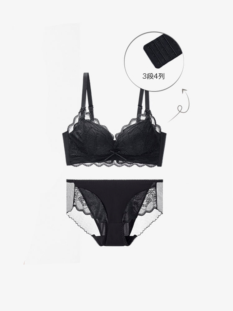 【ノンワイヤー盛れる】ボリュームアップ 総レース 下着セット