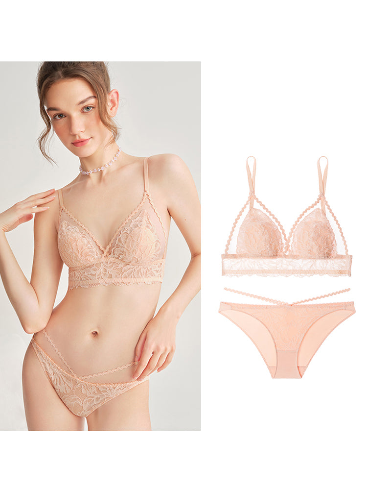 【エアリー・ノンワイヤー】配色ブラジャー&ショーツ