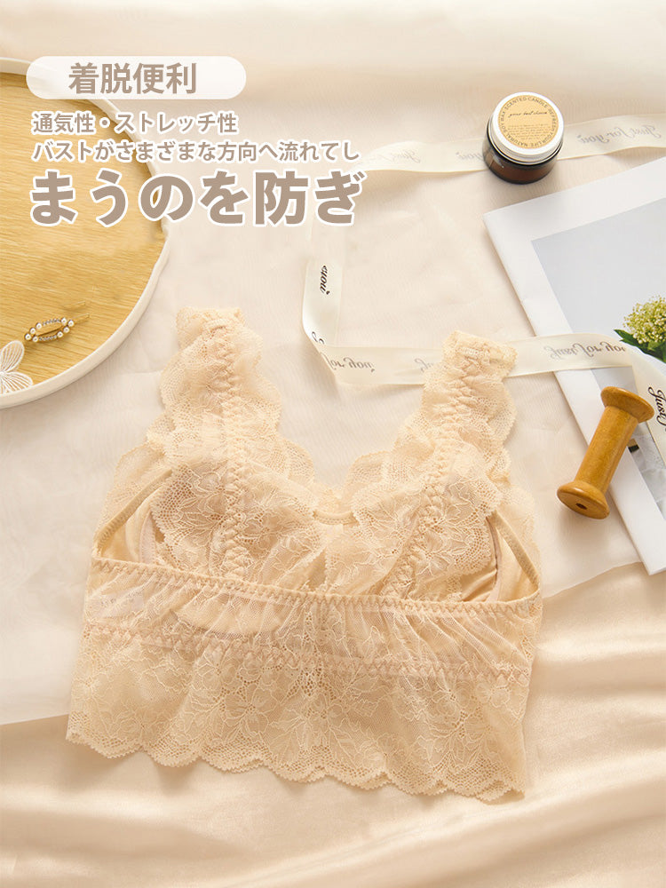 【ノンワイヤー】総レース通気 ナイトブラ