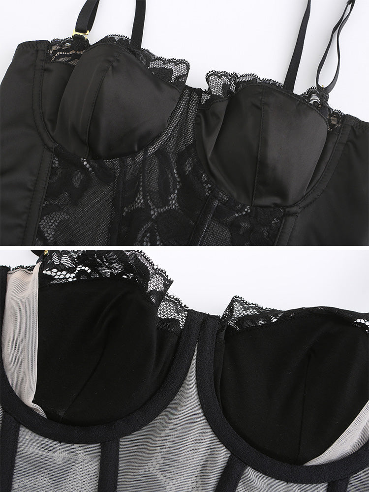 【ワイヤー入り】脇スッキリ ロング丈ブラ&ショーツセット