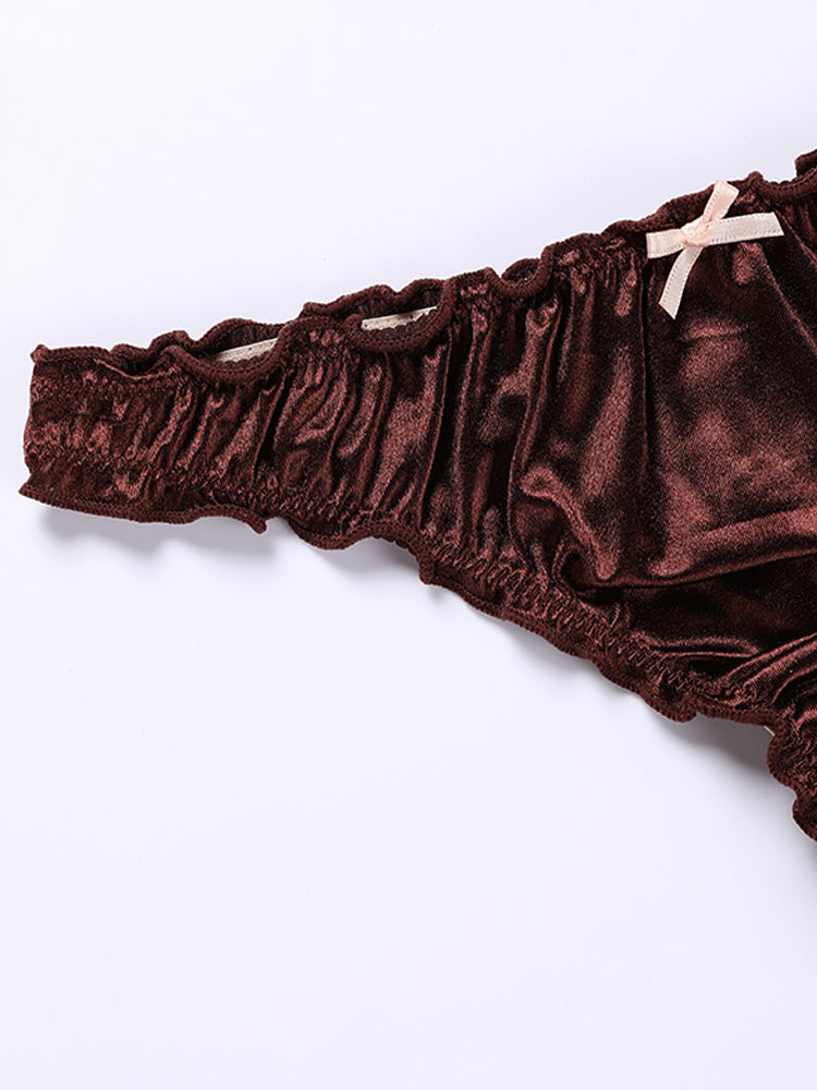 【在庫処分】シルク質感 フリルTバック