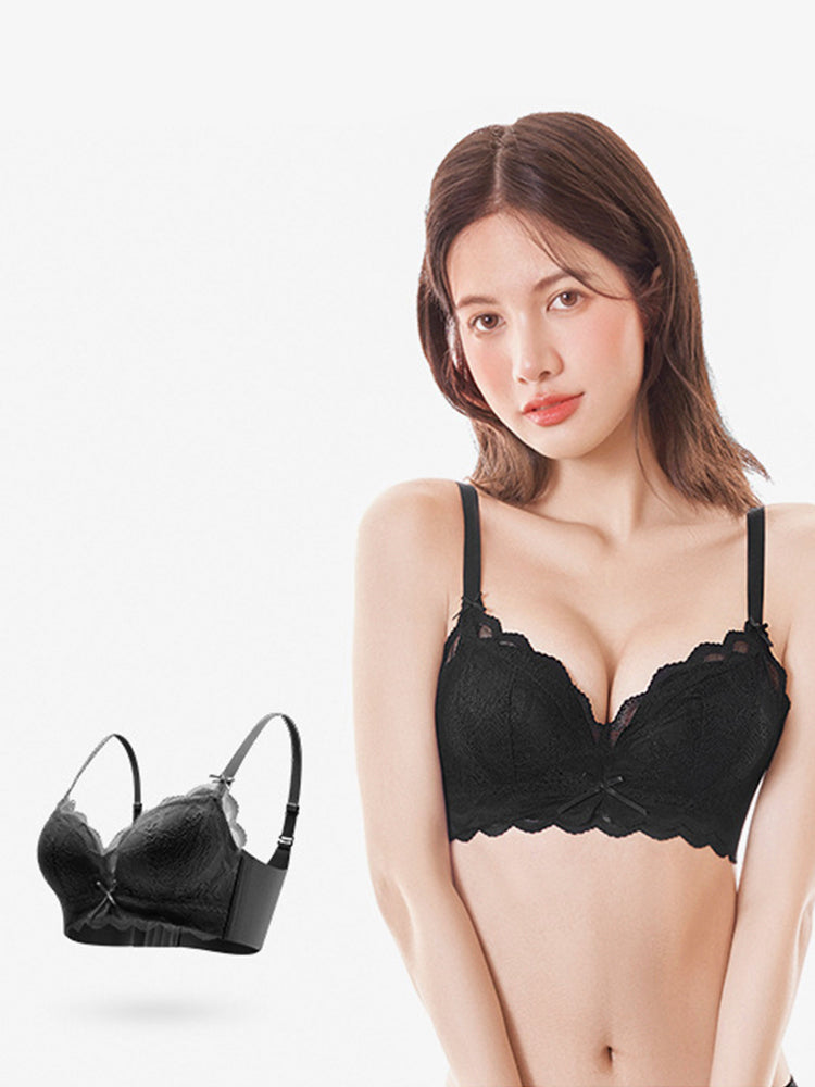 【ノンワイヤー盛れる】ボリュームアップ 総レース 下着セット