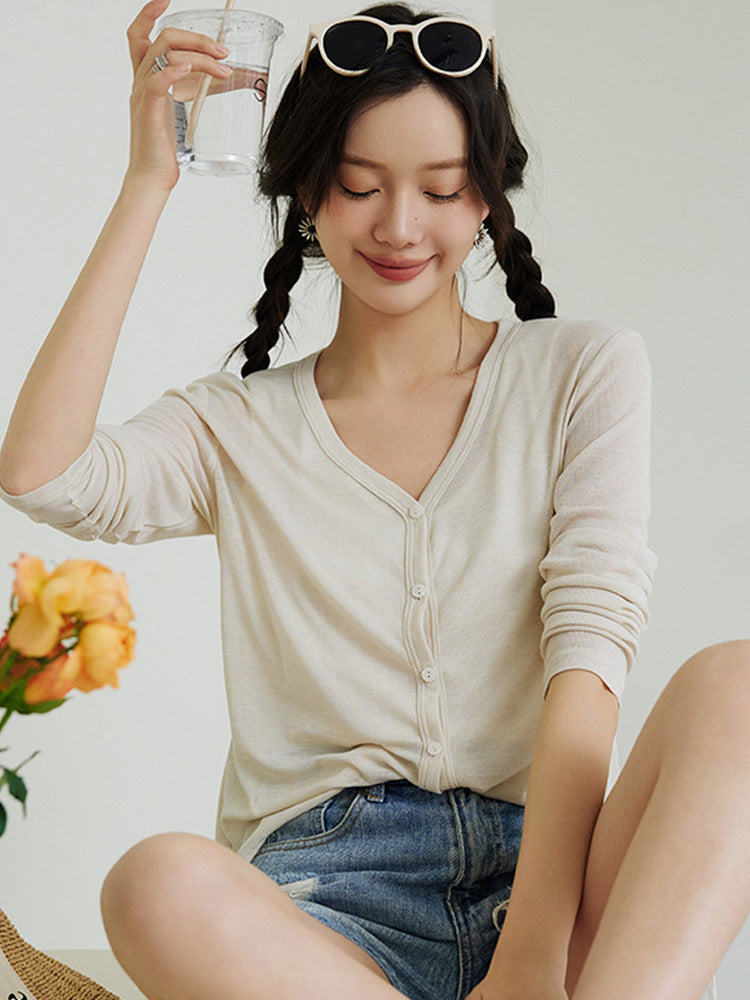 【在庫処分】冷房対策Vネックカーディガン