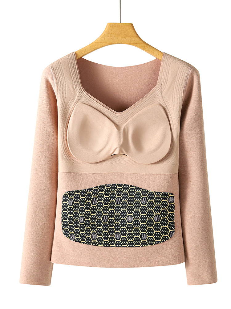 【在庫処分】【裏地ウール&シルク素材 蓄熱保温】あったか カップ付きインナー 裏起毛 厚手