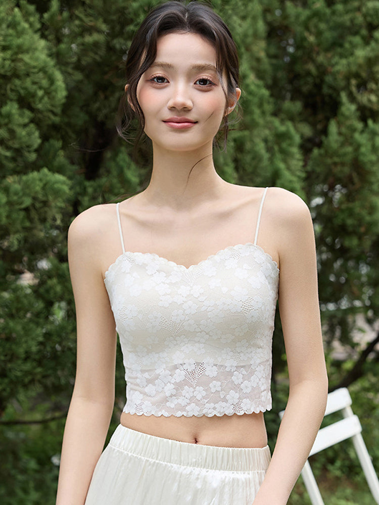 【パッド付き】レースキャミソール 美背デザイン
